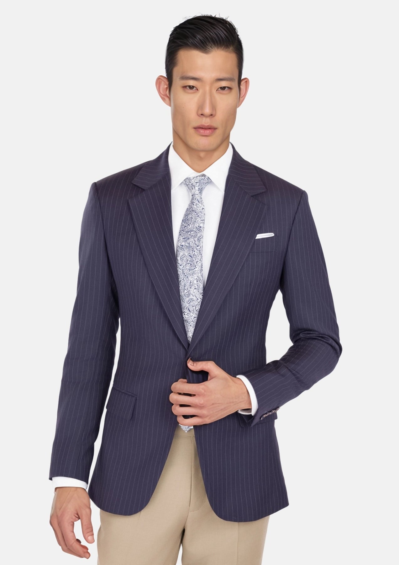 Midnight Blue Pinstripe Ellis Jacket - SARTORO