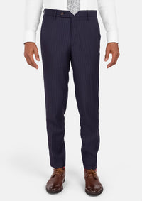 Midnight Blue Pinstripe Pants - SARTORO