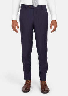 Midnight Blue Pinstripe Pants - SARTORO