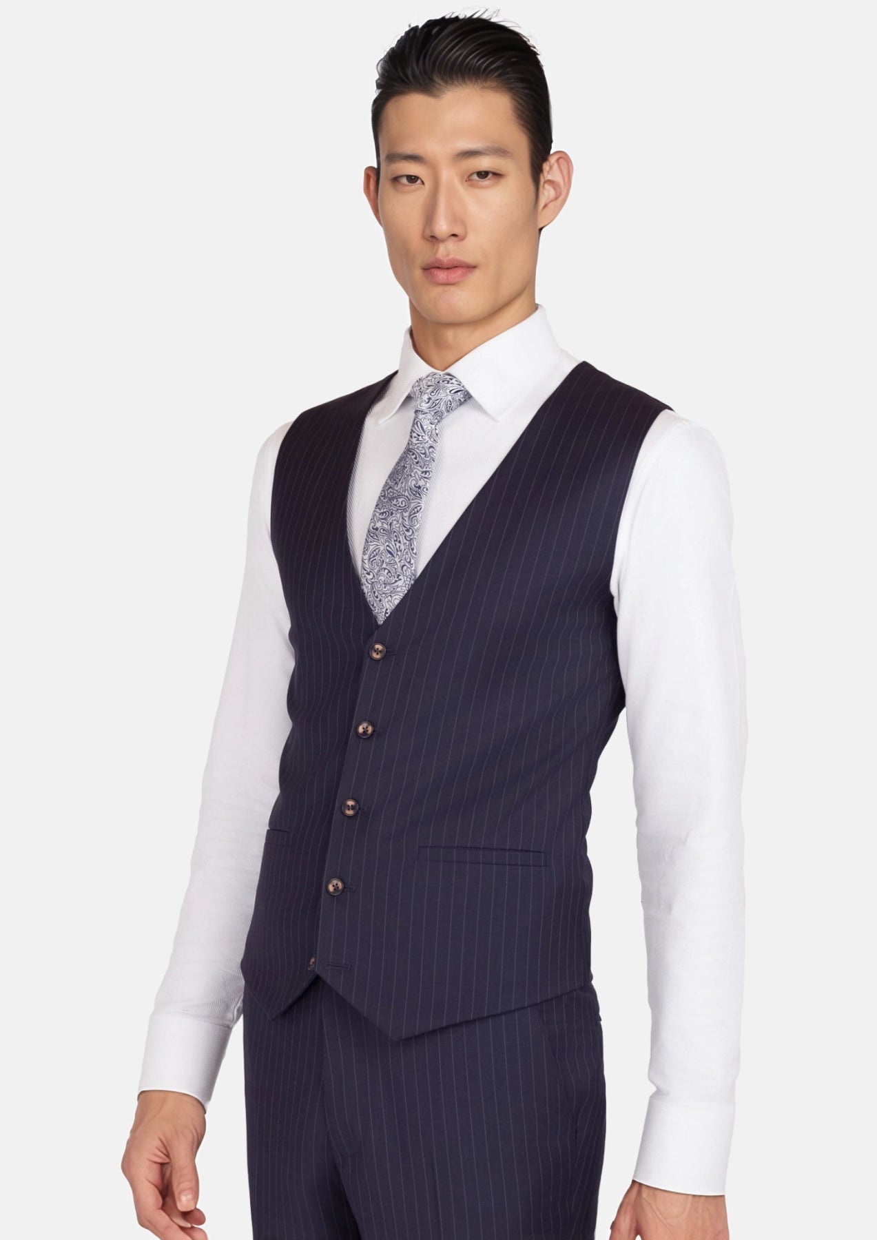 Midnight Blue Pinstripe Vest - SARTORO