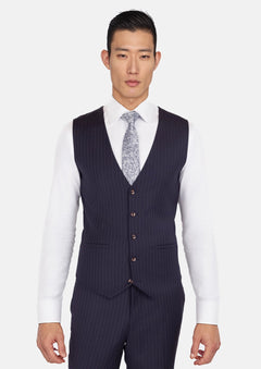 Midnight Blue Pinstripe Vest - SARTORO