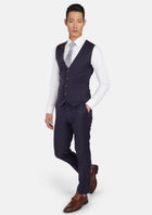Midnight Blue Pinstripe Vest - SARTORO567
