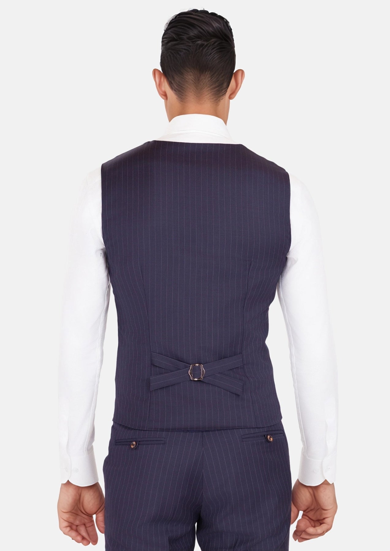Midnight Blue Pinstripe Vest - SARTORO