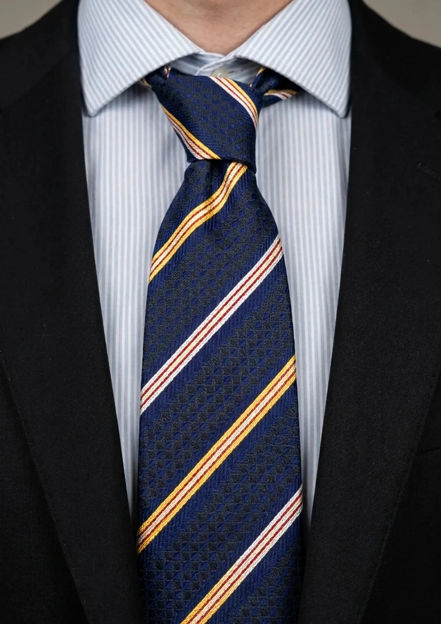 Midnight Navy Alternating Stripe Tie - SARTORO541