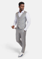 Milano Grey Checked Vest - SARTORO238