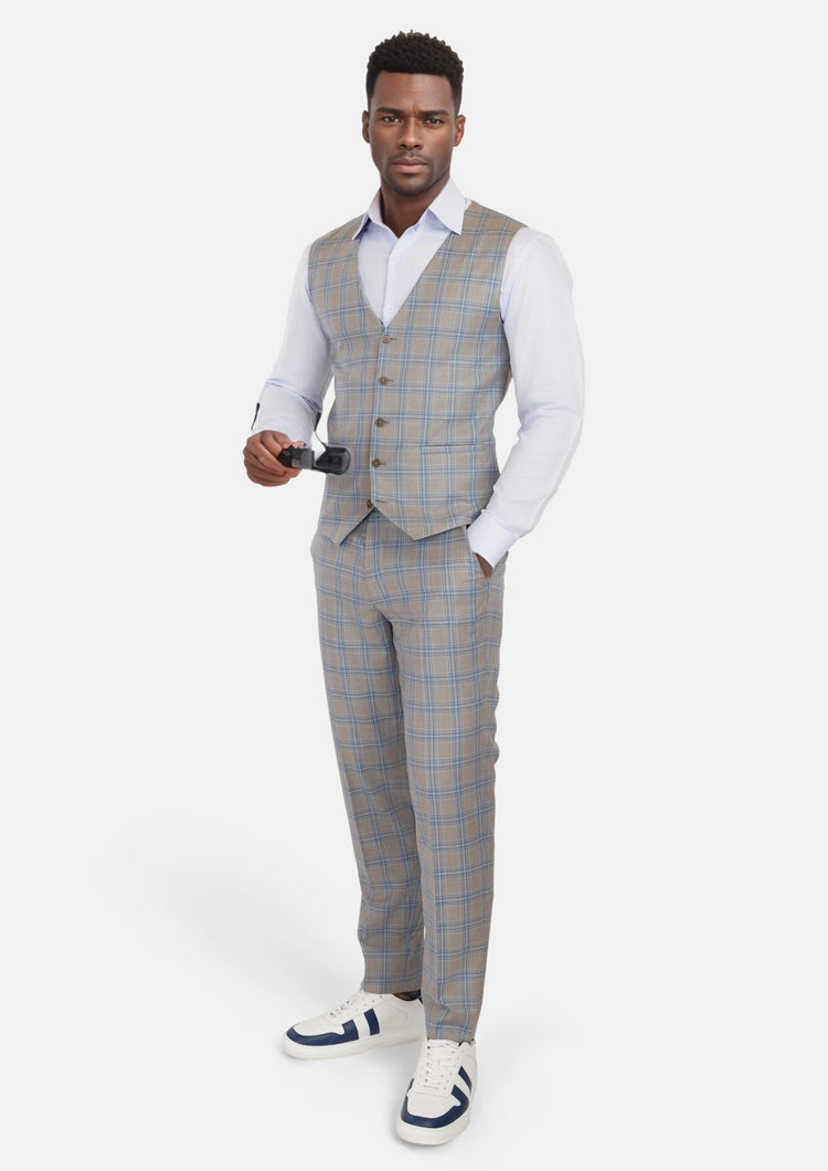 Milano Grey Checked Vest - SARTORO196
