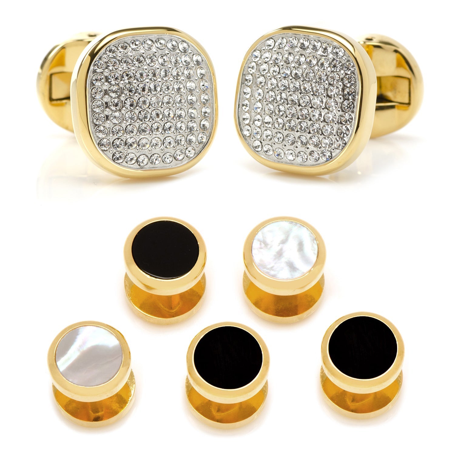 Mixed Gold White Pave Crystal 5-Stud Set138