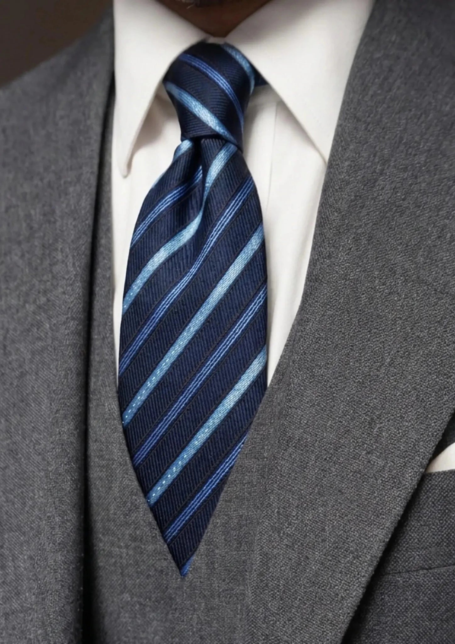 Navy Bordered Stripe Tie - SARTORO200