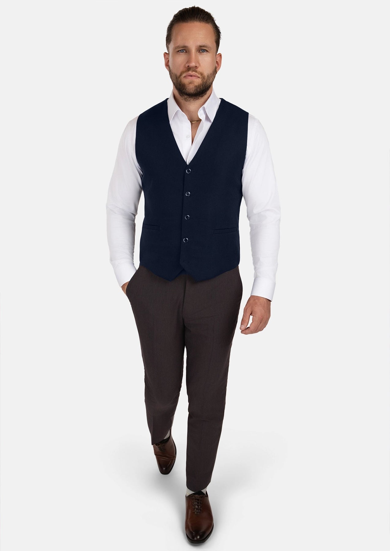 Navy Cotton Vest - SARTORO