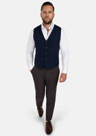 Navy Cotton Vest - SARTORO563