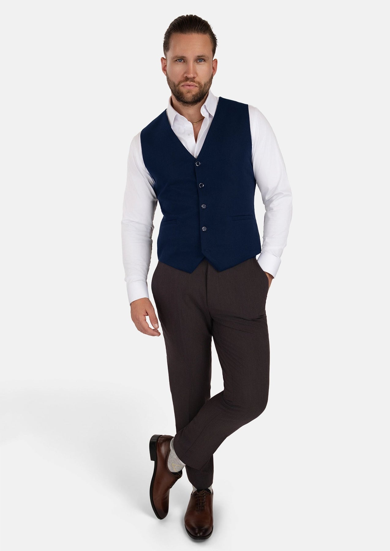 Navy Cotton Vest - SARTORO