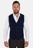 Navy Cotton Vest - SARTORO896