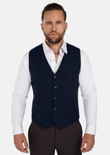 Navy Cotton Vest - SARTORO