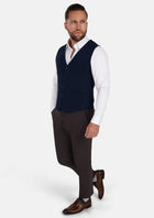 Navy Cotton Vest - SARTORO908
