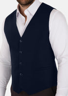Navy Cotton Vest - SARTORO558