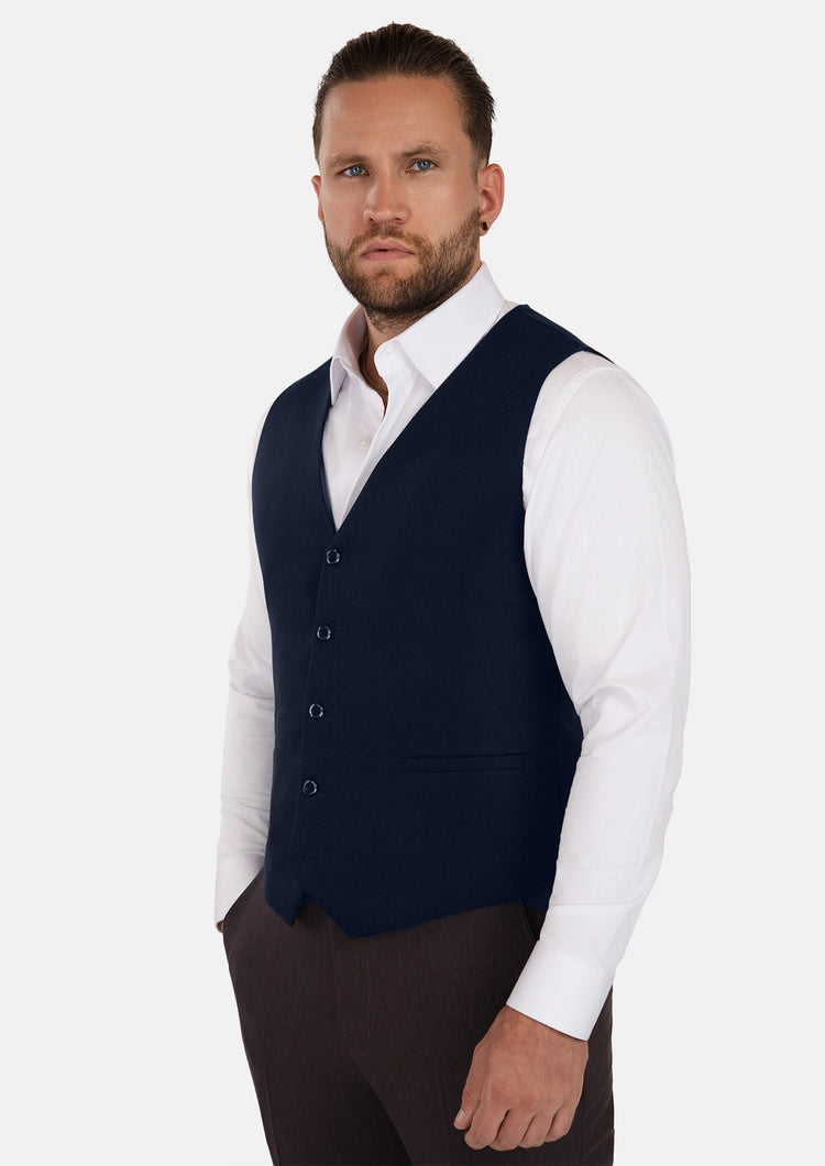 Navy Cotton Vest - SARTORO679