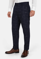 Navy Flannel Windowpane Pants - SARTORO32