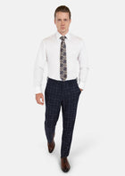 Navy Flannel Windowpane Pants - SARTORO508