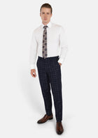 Navy Flannel Windowpane Pants - SARTORO664