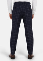 Navy Flannel Windowpane Pants - SARTORO93
