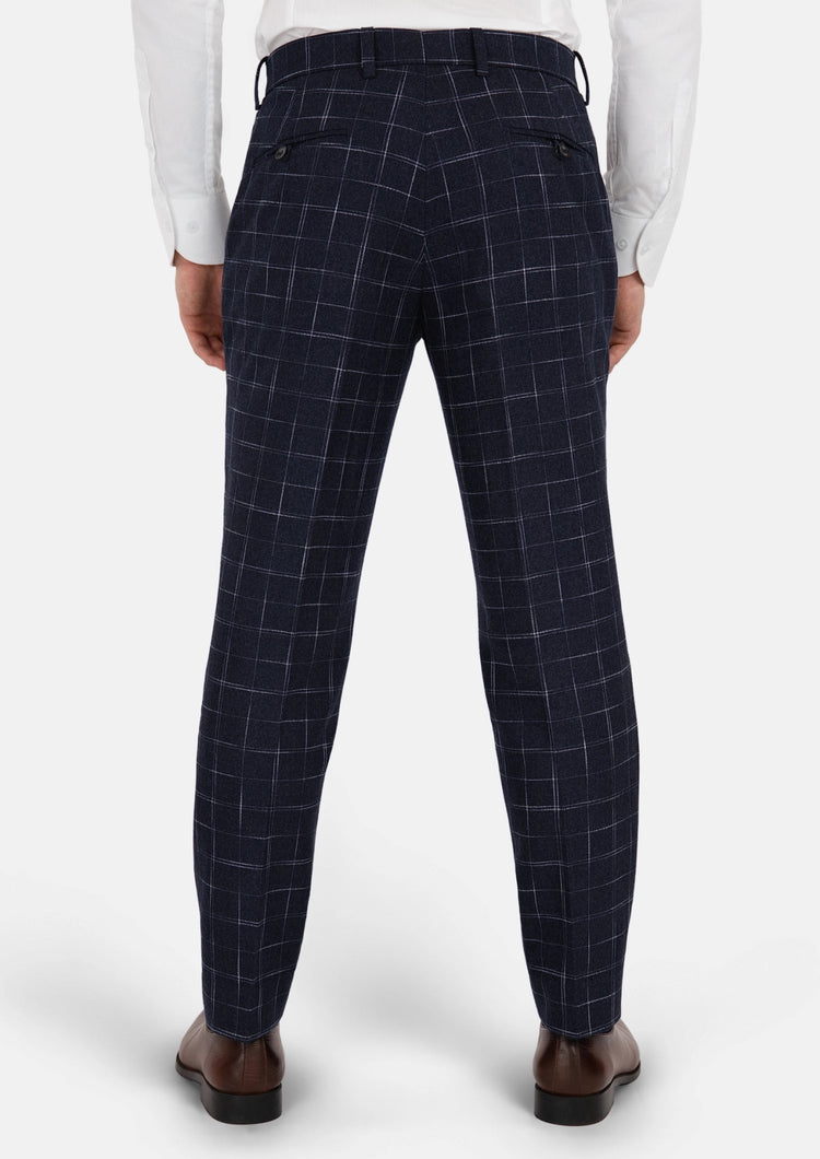 Navy Flannel Windowpane Pants - SARTORO593