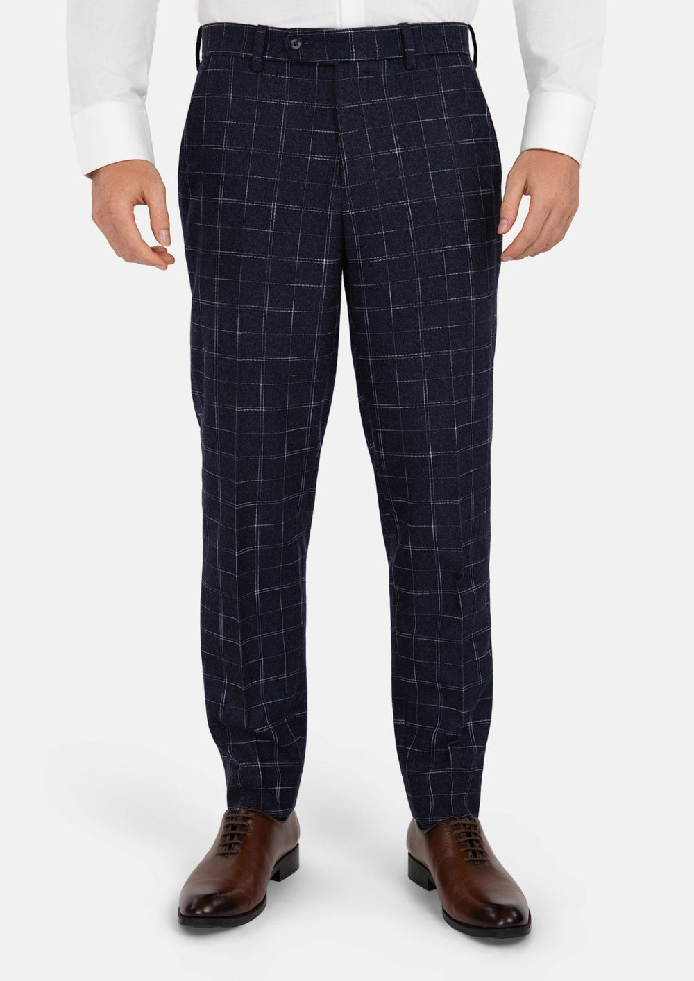 Navy Flannel Windowpane Pants638
