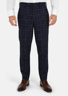 Navy Flannel Windowpane Pants - SARTORO99