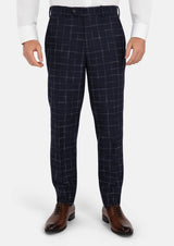Navy Flannel Windowpane Pants - SARTORO