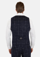 Navy Flannel Windowpane Vest - SARTORO984