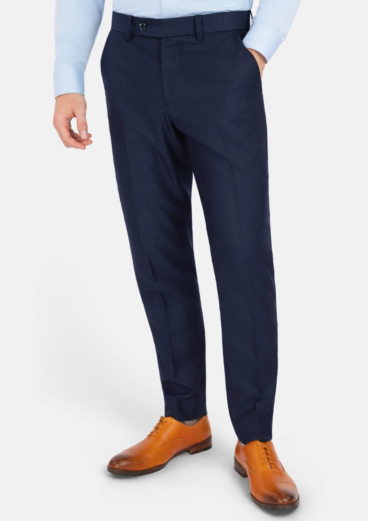 Navy Microcheck Pants - SARTORO