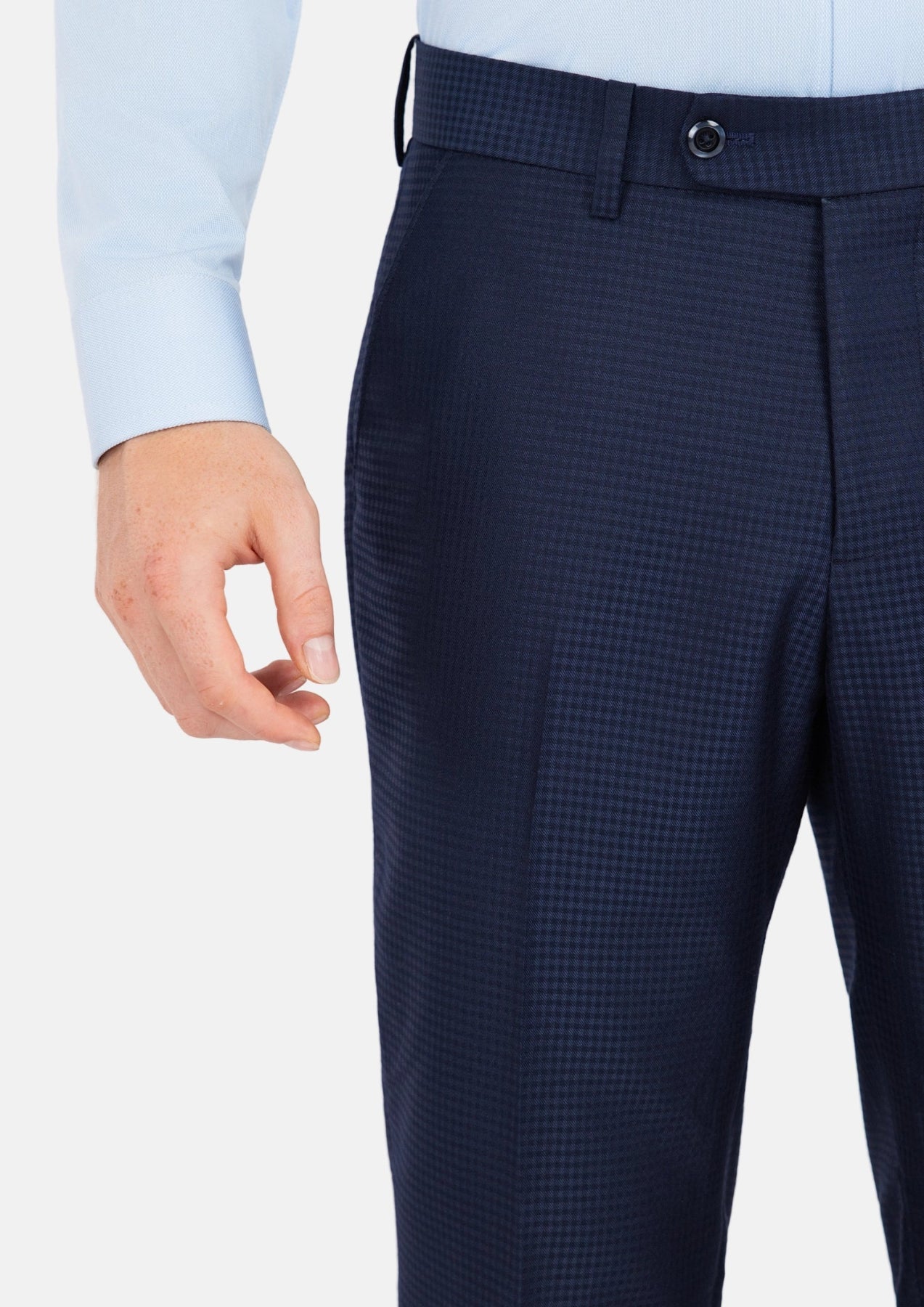 Navy Microcheck Pants - SARTORO