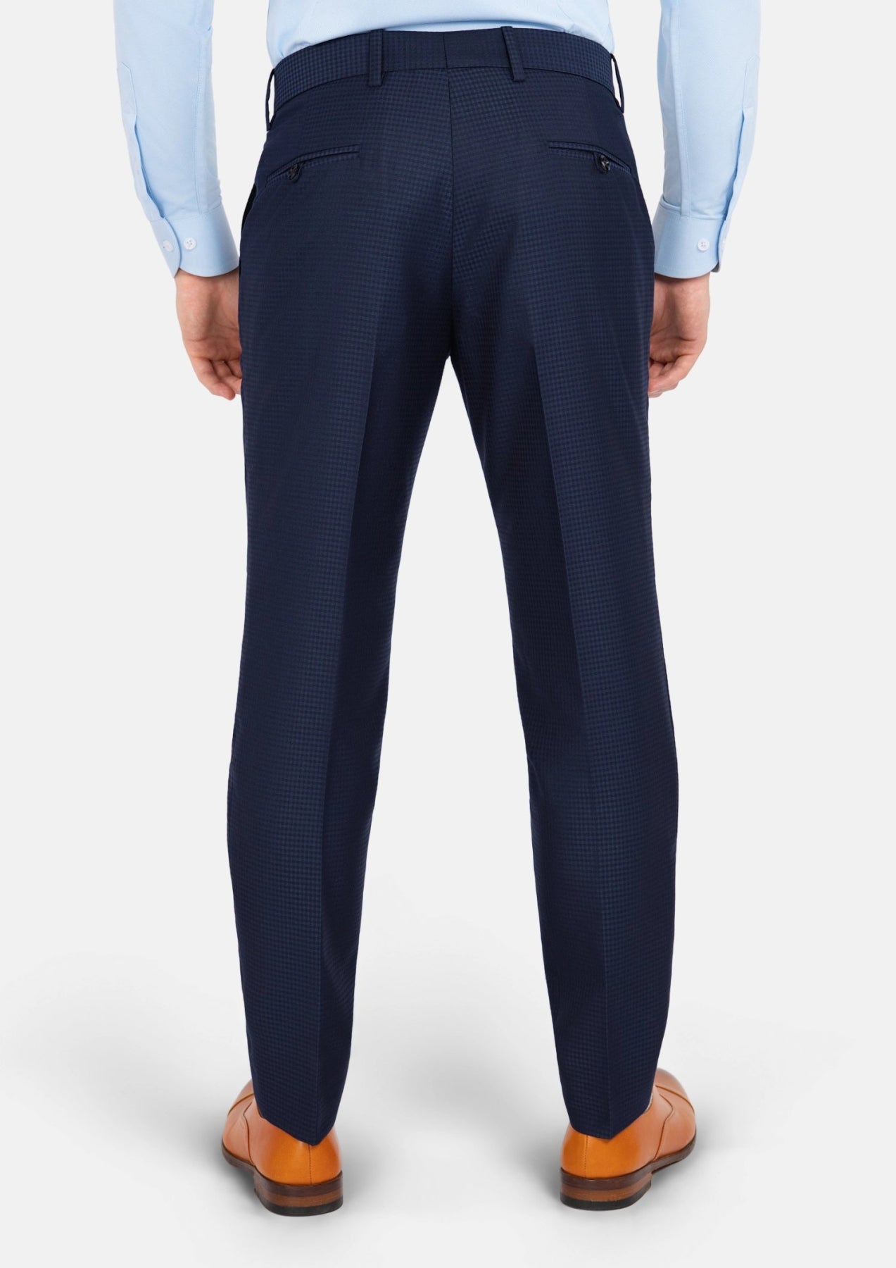 Navy Microcheck Pants - SARTORO