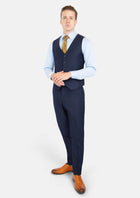 Navy Microcheck Vest - SARTORO790