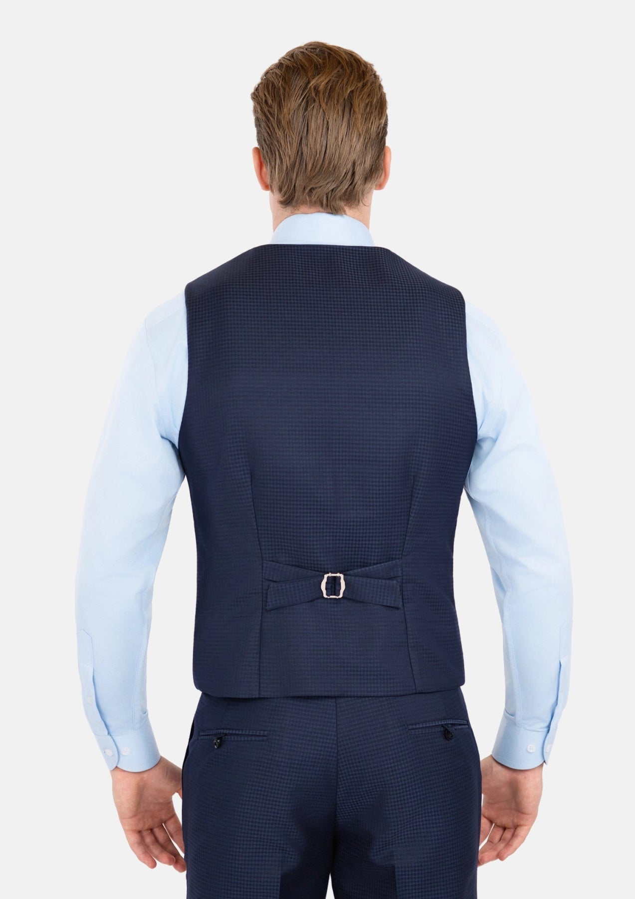 Navy Microcheck Vest - SARTORO