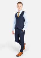 Navy Microcheck Vest - SARTORO608