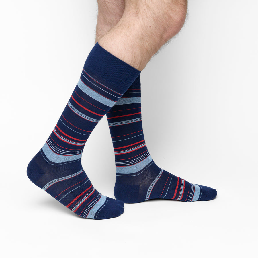 Navy Multi Stripe Dress Socks620