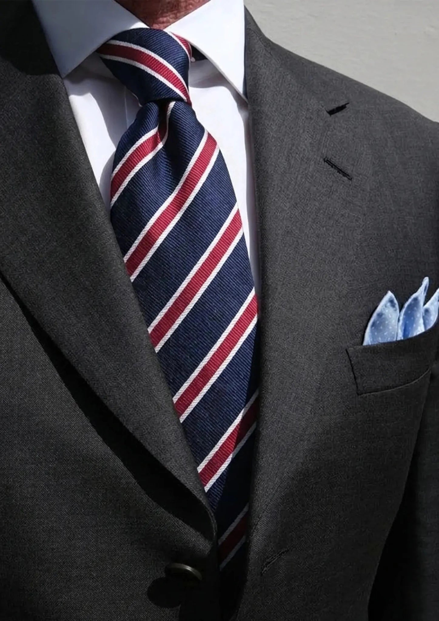 Navy Red Bordered Stripe Tie - SARTORO752