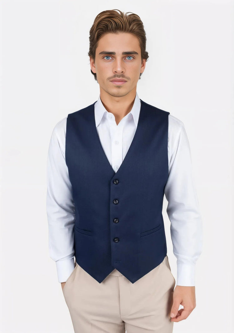 Navy Twill Vest - SARTORO926