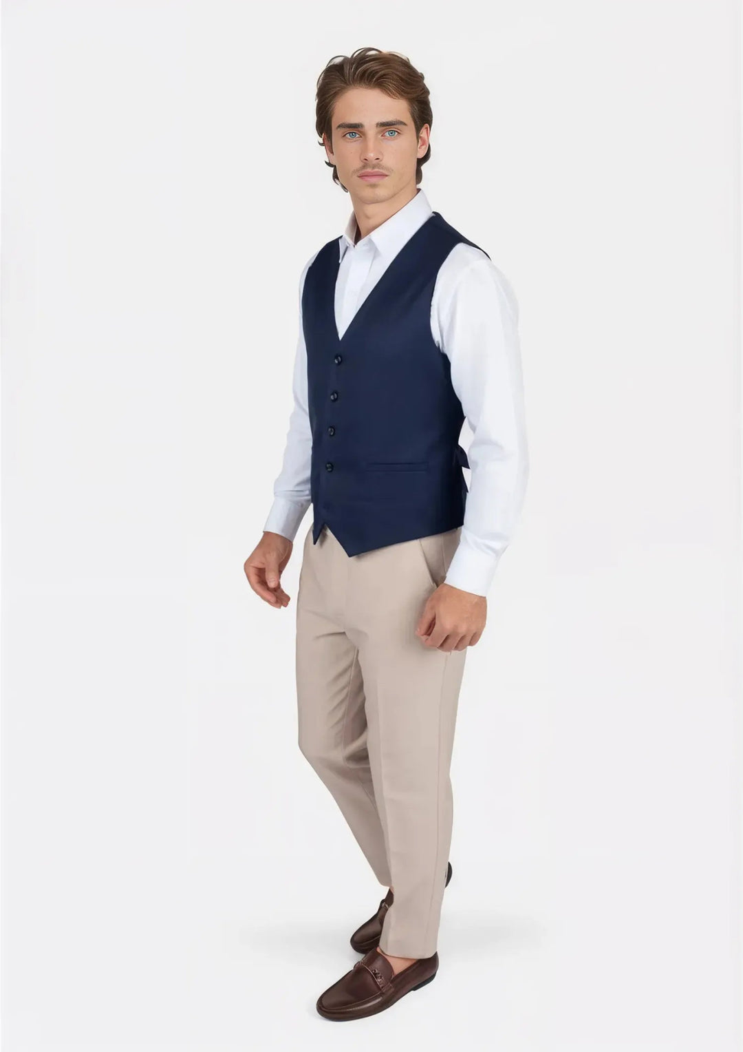 Navy Twill Vest - SARTORO