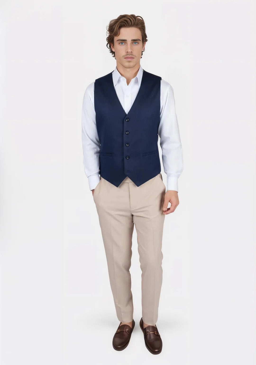 Navy Twill Vest - SARTORO