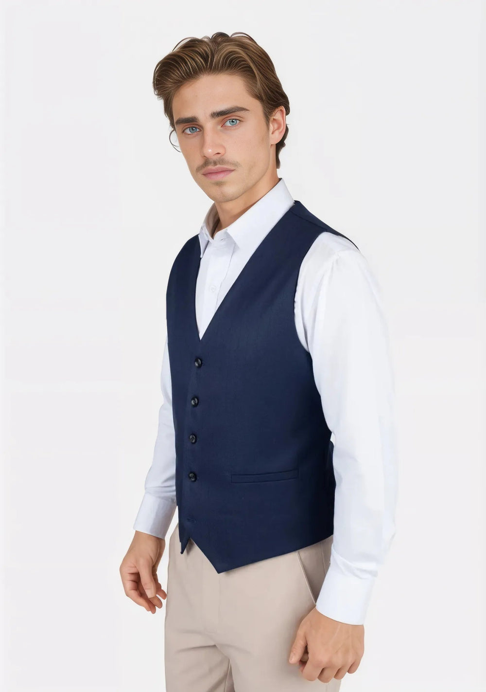 Navy Twill Vest - SARTORO