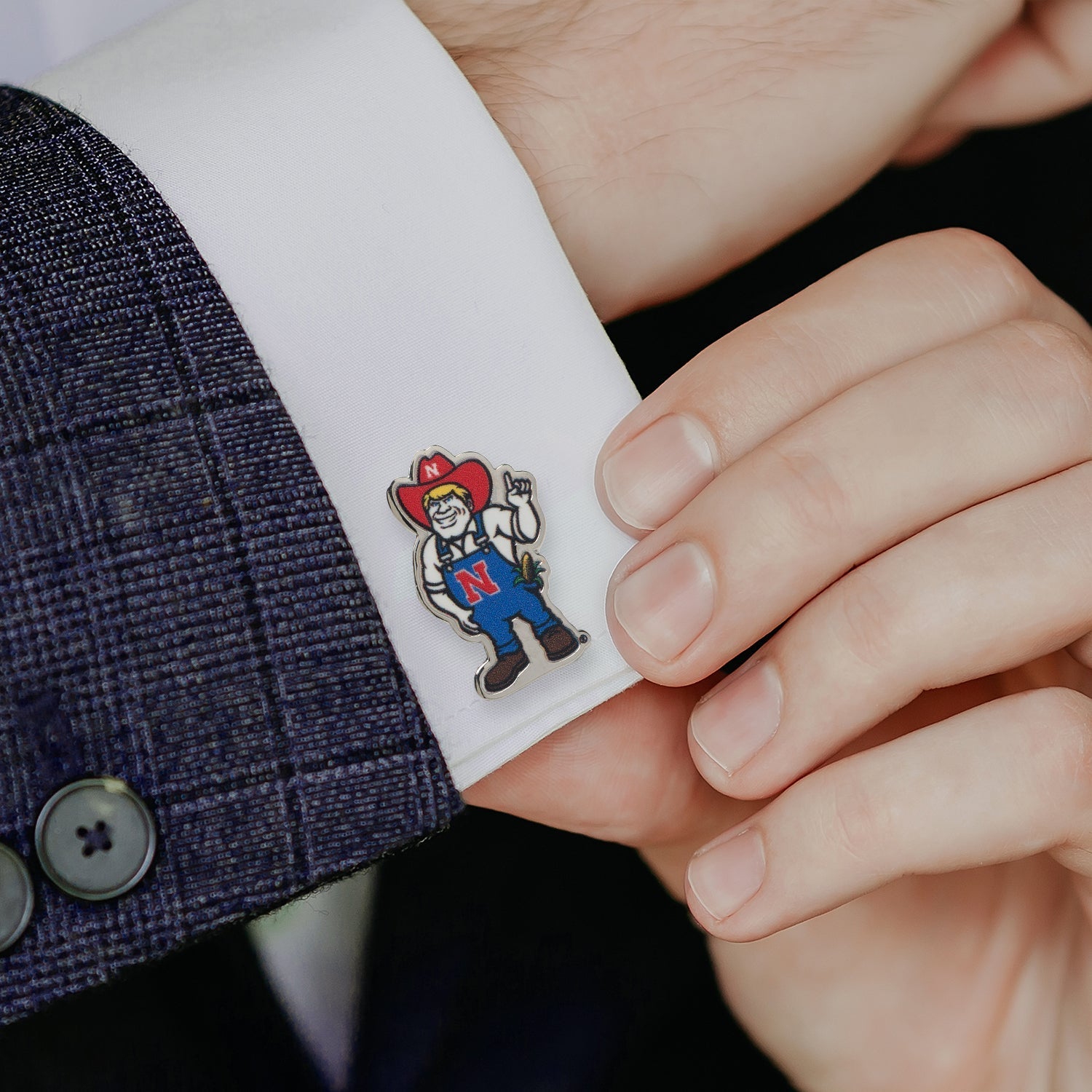 NCAA Nebraska Herbie Husker Mascot Cufflinks - SARTORO249