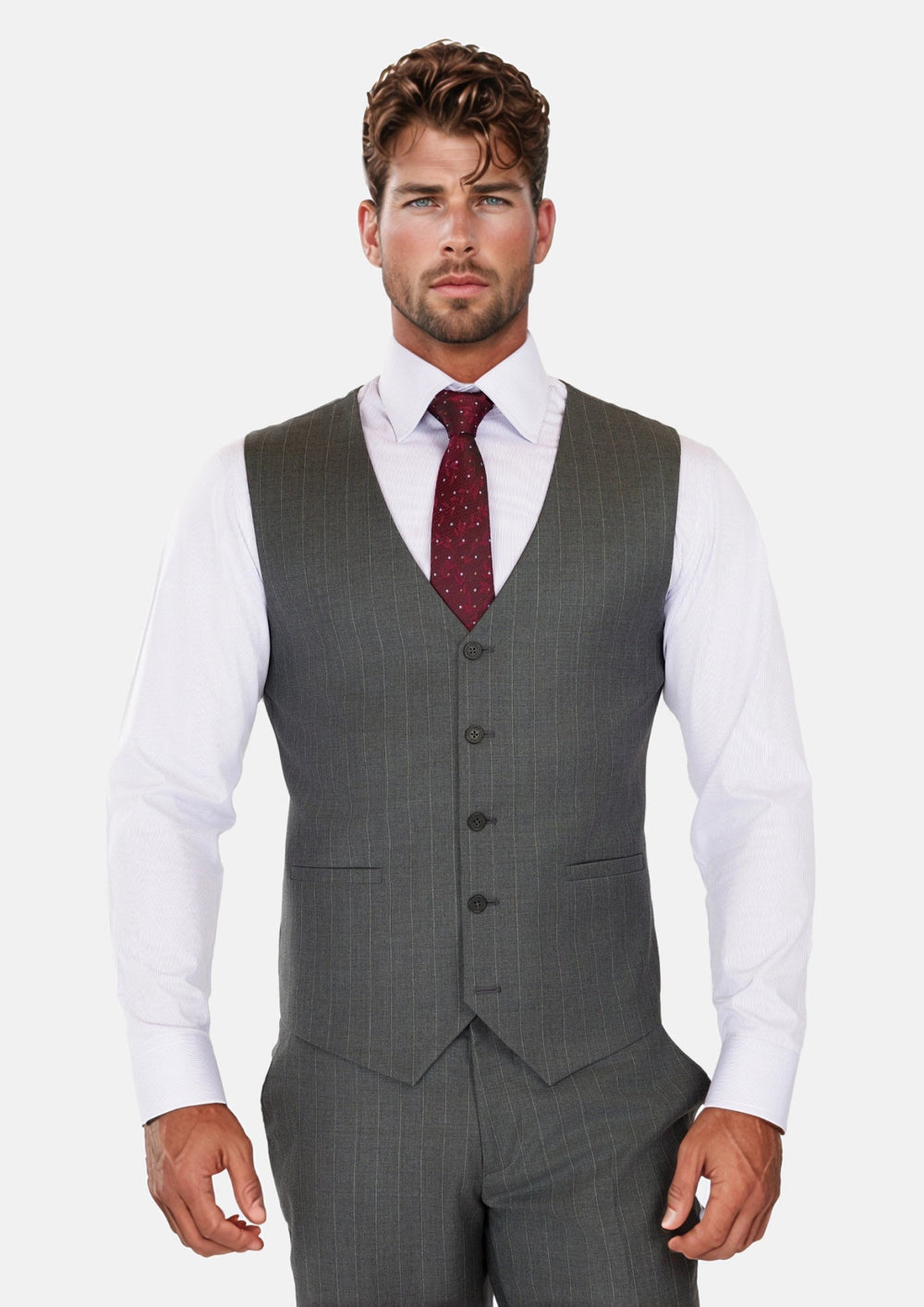 Nevada Grey Pinstripe Vest490