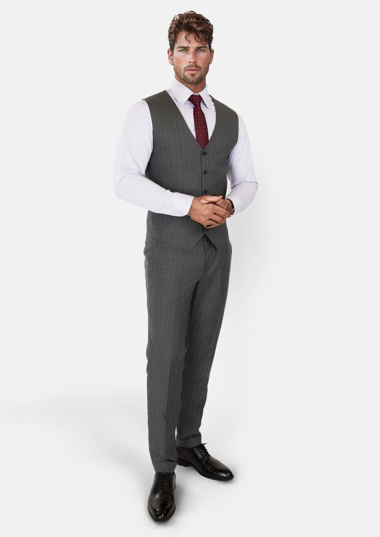 Nevada Grey Pinstripe Vest - SARTORO939