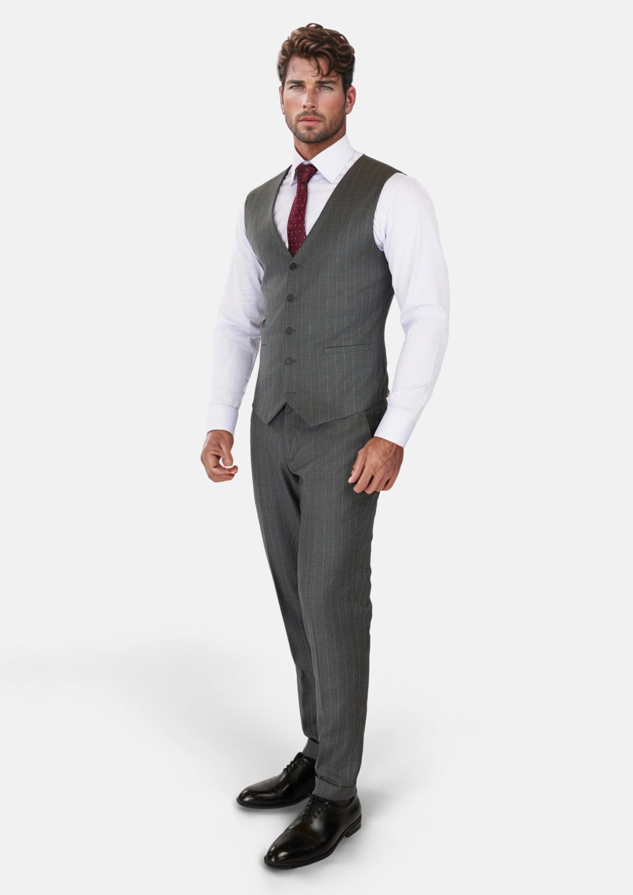 Nevada Grey Pinstripe Vest - SARTORO