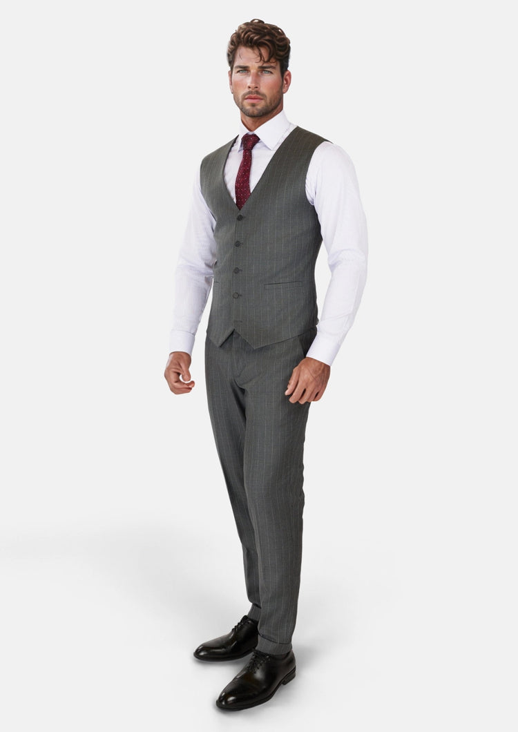 Nevada Grey Pinstripe Vest - SARTORO685