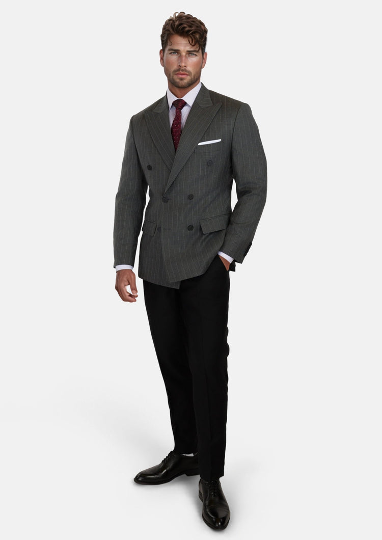 Nevada Grey Pinstripe Waverly Jacket - SARTORO357
