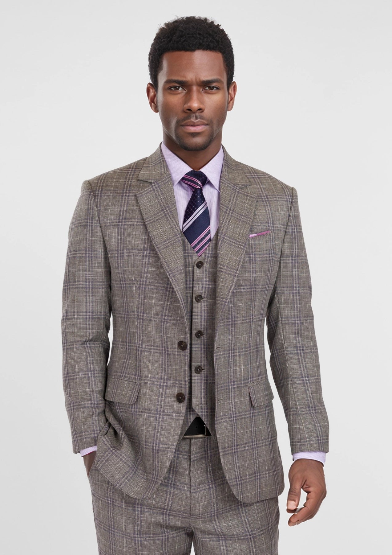 Nickel Grey Checked Astor Suit - SARTORO