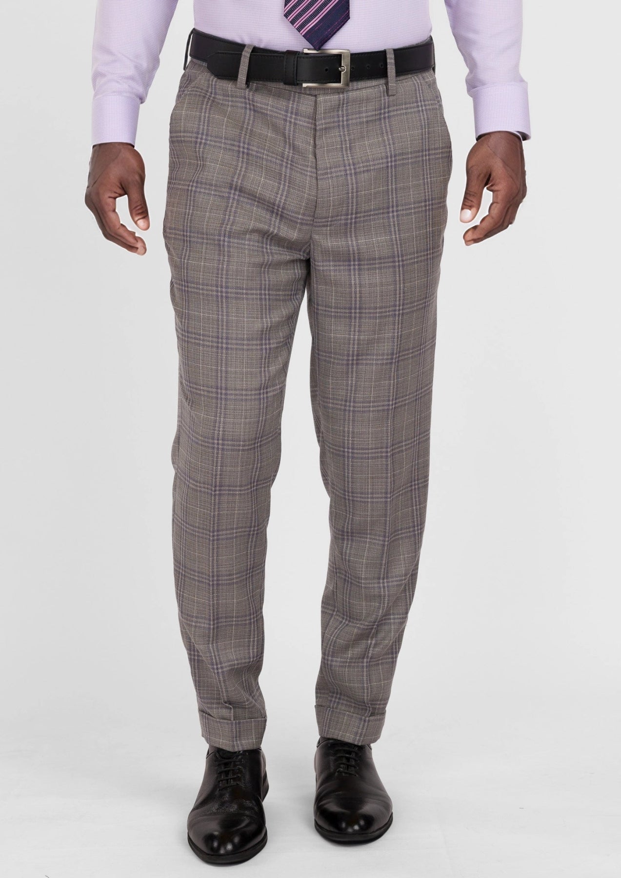 Nickel Grey Checked Pants
