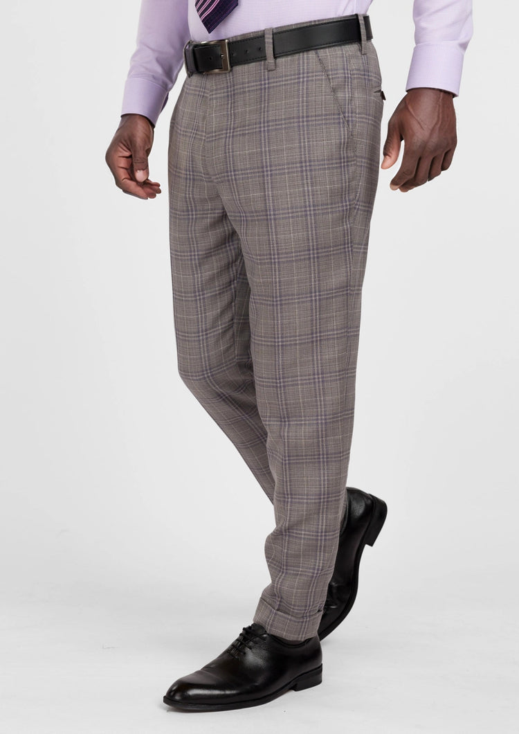 Nickel Grey Checked Pants - SARTORO991